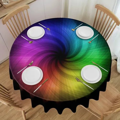Mantel Colorido En Espiral {impresión 2d} Con Pestañas Para