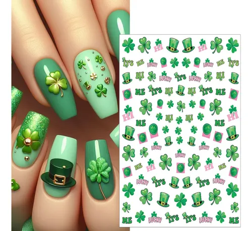 Pegatinas Para Decoración De Uñas Bsbtbz Green Clover, Día D