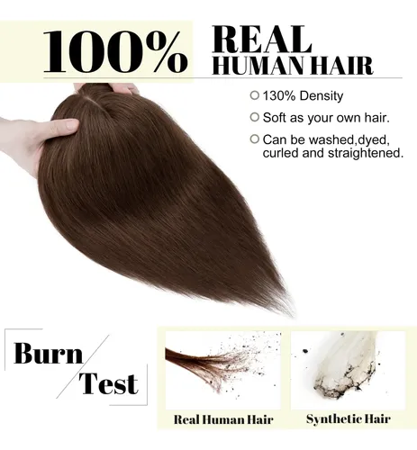 Toppers Sego Para Cabello Humano Real Con Flequillo, Clip En