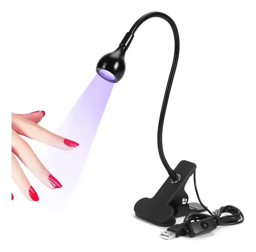 Lámpara Uv Led Para Uñas Negra Con Clip Giratorio