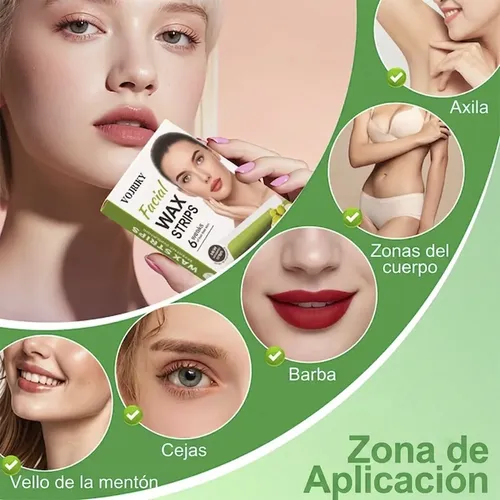 Bandas Cera Facial 30 Tiras Doble Cara Piel Sensible Mujer