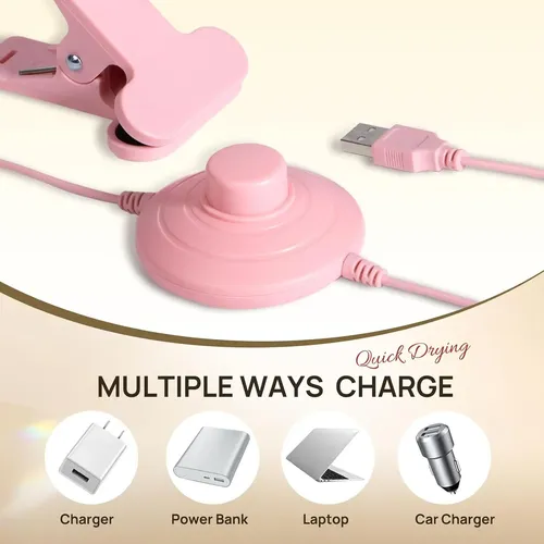 Lámpara Uv Led Para Uñas Gel Rosa Con Soporte Y Pinza