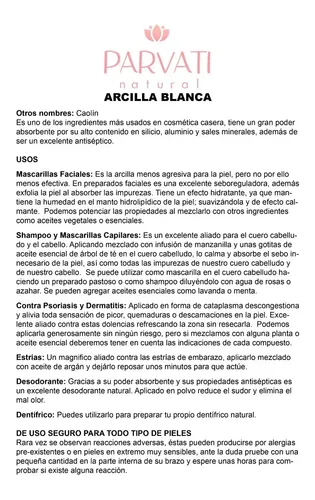 Arcilla Blanca Coalin 500 Grs