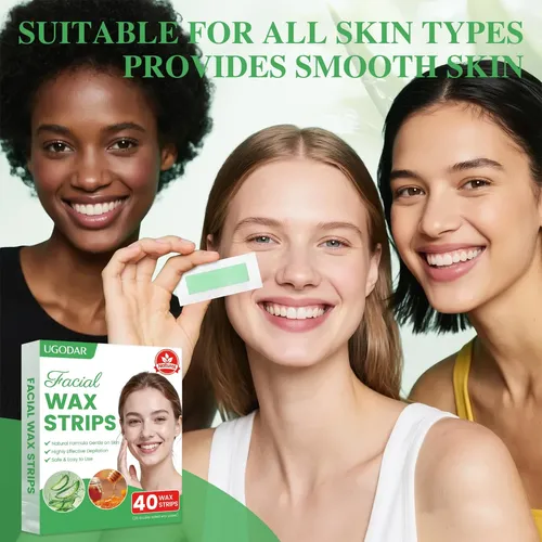 Tiras De Cera Facial Ugodar, 40 Unidades, Fórmula Natural Pa