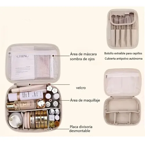 Bolso Organizador Maquillaje Neceser Simil Cuero Colores