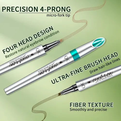 Lápiz De Cejas Qic Microblading 4 Puntas Marrón Oscuro