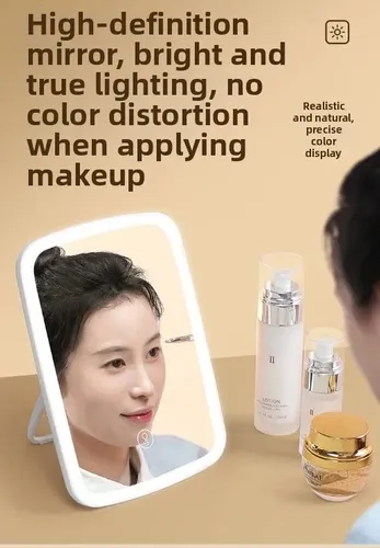 Espejo Maquillaje Led Plegable Portátil Estilo Ins