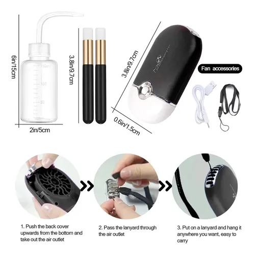 Kit Limpieza De Pestañas Botella Ventilado 3 Brocha Limpieza