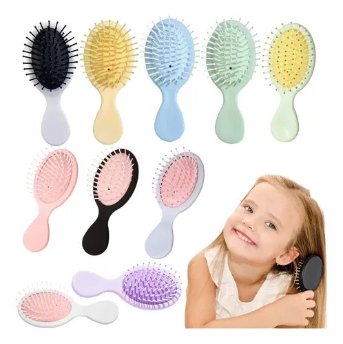 Kit 10 Mini Cepillos Para Desenredar El Cabello Y Peinado