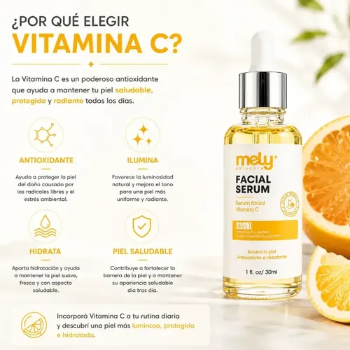 Serum Facial Mely Vitamina C Y Ácido Hialurónico 30ml