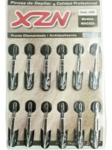 Pinza De Depilar Maciza Plata Xzn 420 Blister 12u Ceja Vello