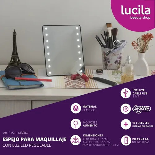 Espejo Para Maquillaje Con Luz Led Regulable E151
