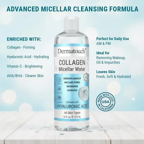 Agua Micelar Dermatouch, Colágeno Y Ácido Hialurónico, 16 On