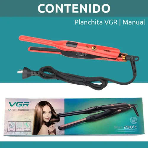 Planchita Mini Pelo Lacio Bucle Corto Vgr V-523 Cerámica Rojo