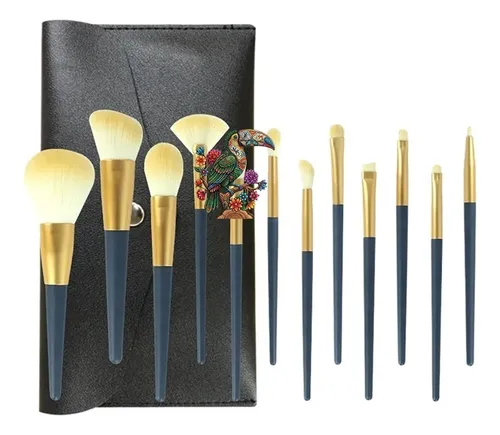 Juego 12 Brochas Maquillaje Portátiles De Cerdas Suaves.