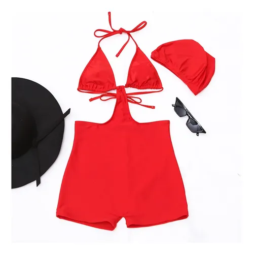 Traje De Baño Bi Con Estampado Dividido Y Estampado De Sombr