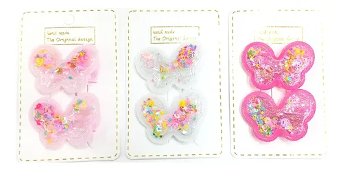 Pack X 6 Hebillas Pico Mariposa Pelo Nenas Colores Surtidos