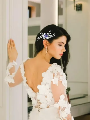 Peineta De Boda Con Cristales Azules Accesorios Para Cabello