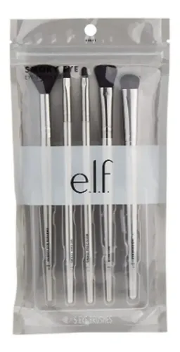 Kit Brochas Ojos Esfumados E.L.F. Cosmetics 5 Piezas Color Plateado