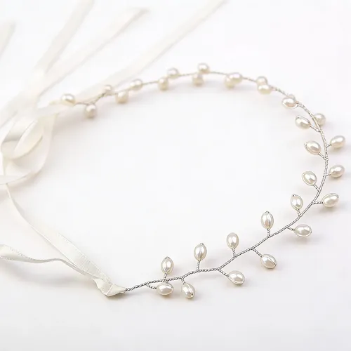 Diadema De Perlas Y Flores Para Novia Y Boda