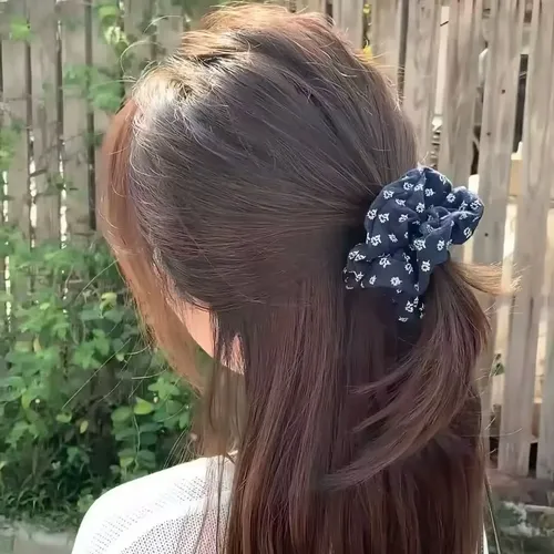 Corbata De Pelo Azul Rosa De Mezclilla: Diadema Floral Para