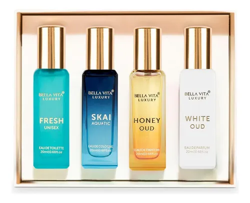 Set de Perfumes Bellavita Luxury para Hombre y Mujer – Cuatro Fragancias Exquisitas de 20 mL