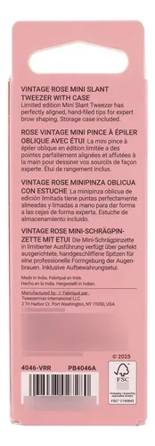Pinza Cejas Mini Vintage Rosa Con Estuche Compacta