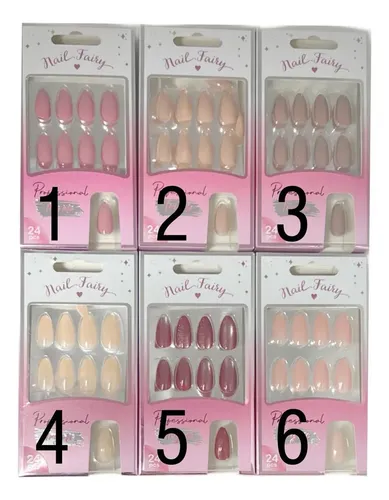 Uñas Postizas Autoadhesivas Almendradas Beautifull Efecto Reflectivo