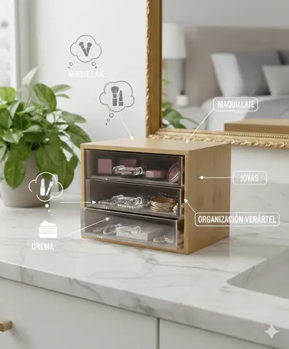 Organizador Acrilico Multiuso Bamboo Maquillaje Accesorios Estetico Pinterest Escritorio