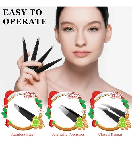Juego De Pinzas De Acero Inoxidable Para Cejas 4 Unidades