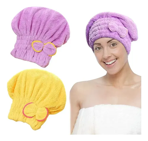 Gorro De Baño Cofia Turbante Microfibra Con Moño Seca Pelo