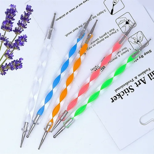 Kit 20 Herramientas Para Uñas Rosa Con Pinceles Y Dotting