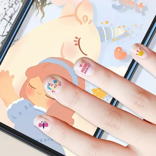 /10 Pegatinas De Uñas Unicornio Calcomanías Adhesivas Niños+