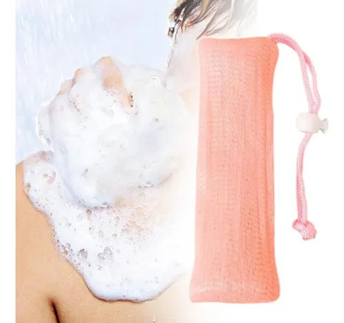 Jabón Exfoliante Corporal Con Portajabón Burbujas Rosa