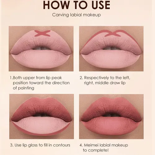Set Labial Y Delineador 3 Piezas Coral Rosa Té Leche Mauve