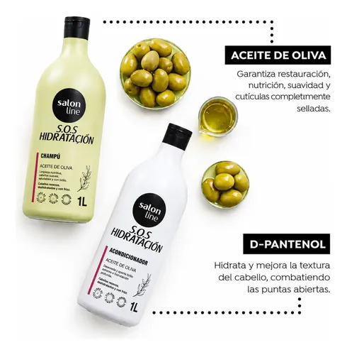 Kit Shampoo+acondicionador Aceite De Oliva De 1 L Salon Line