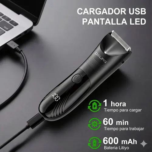 Cortadora de Pelo Daling 1871 Inalámbrica para Barba y Cuerpo con Pantalla Digital