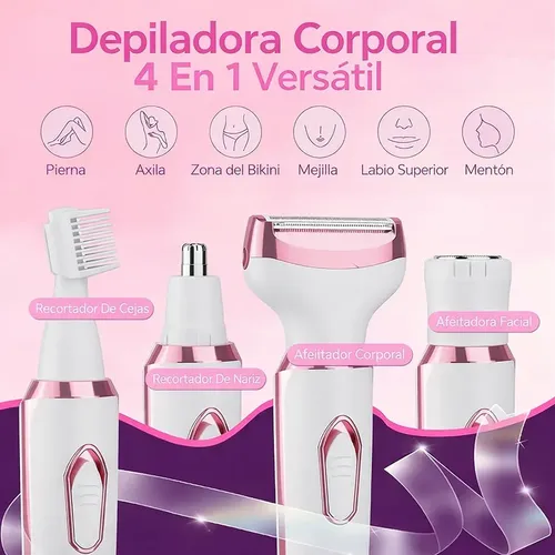 Depiladora Mujer 4 En 1 Recargable Piel Lisa Todo El Verano