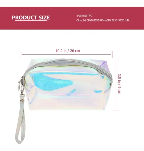 Multi Color Pvc Makeup Bag For Storage Use Outdoor Cosmetic Holographic / Iridescent Solid / Holographic