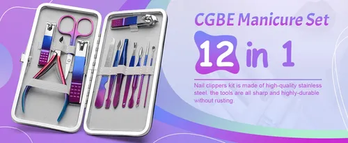 Set De 12 Piezas De Manicura, Cortaúñas, Kit De Pedicura Par