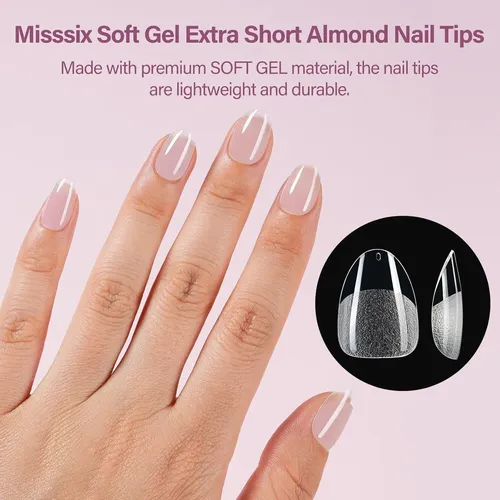 Kit De Uñas Gel Misssix Xs Almond Con Lámpara Uv