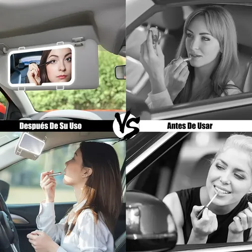 Espejo De Maquillaje De Visera Para Coche Con Luz Led 3x