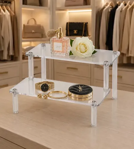 Organizador de Maquillaje Acrílico Waffy con 2 Compartimentos para Tocador