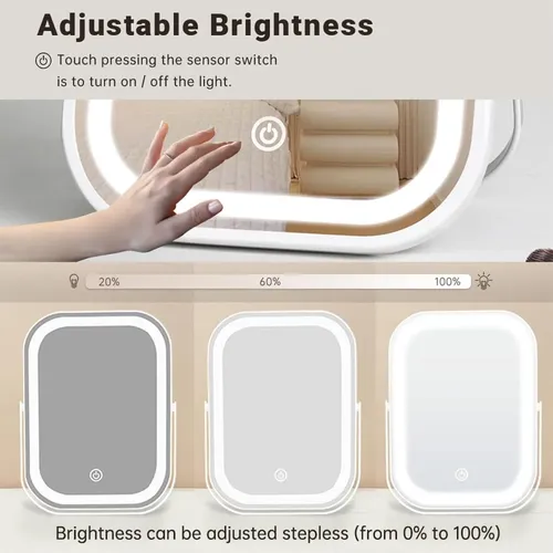 Espejo De Maquillaje Yekkopt Led Travel Compact 1200 Mah