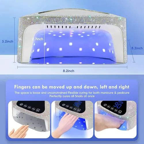 Lámpara Uv Led Para Uñas Con Base Metal Y Guantes