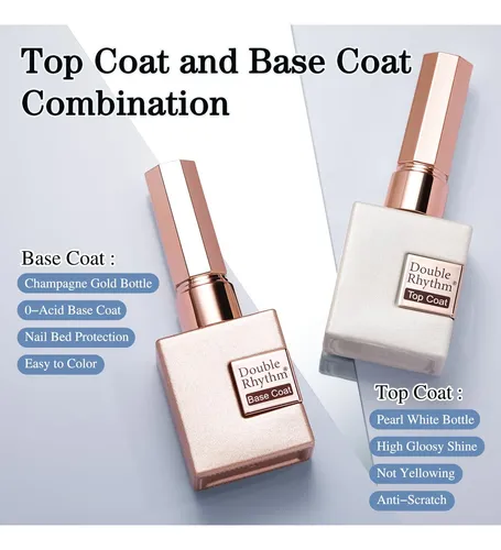 Set Gel Base Y Top Coat Brillo Transparente Uv Led
