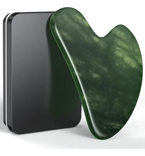Gua Sha Tool Topold, Piedra De Jade Natural, Cara Verde