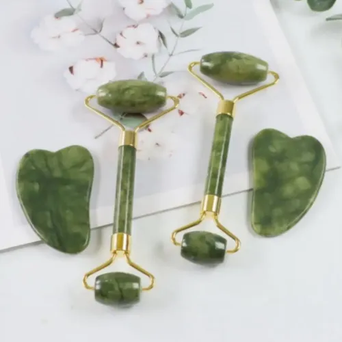 Jade Roller Masajeador Facial Y Piedra Gua Sha Skin Care