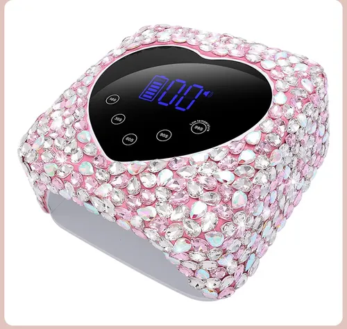 Cabina Uv Led Inalambrica P/uñas Recargable Rosa Con Strass