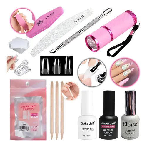 Kit Para Hacer Uñas Con Tips Press On  Soft Gel Y Pegamento